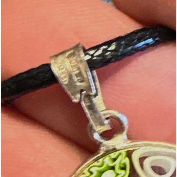 Italian Venetian Millefiori Colorful Glass Silver Pendant - Picture 6 of 6